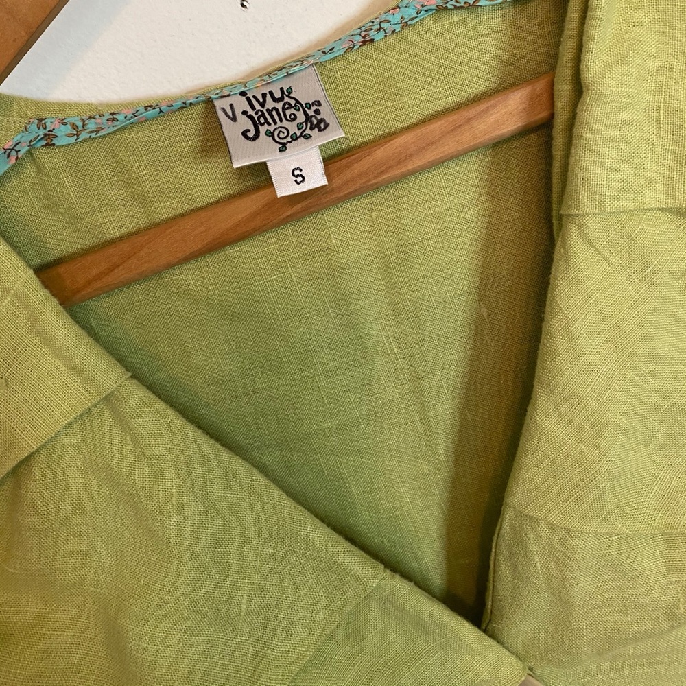 Ivy Jane Big Button Linen Jacket Light Green Small - Picture 3 of 4
